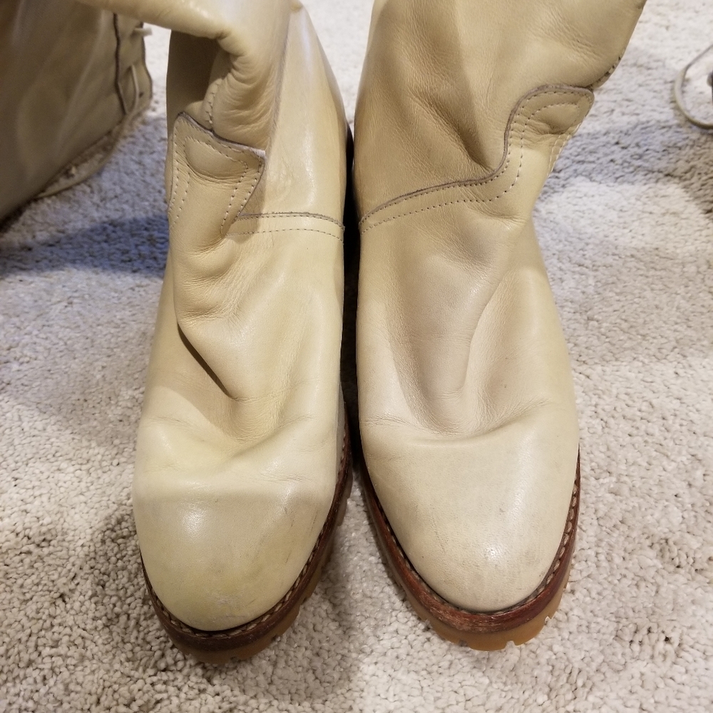 Ivory color leather boots